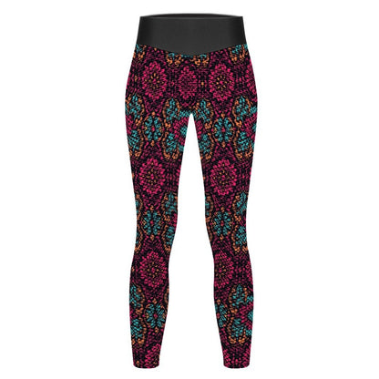 Munsieur Custom Printed Honeycomb Textured Yoga Leggings for Women