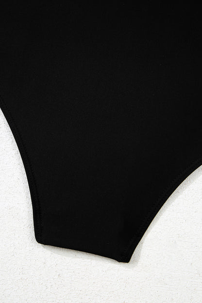 Black Leopard 2-tone Crossed Cutout Backless Monokini - Aaria Tees