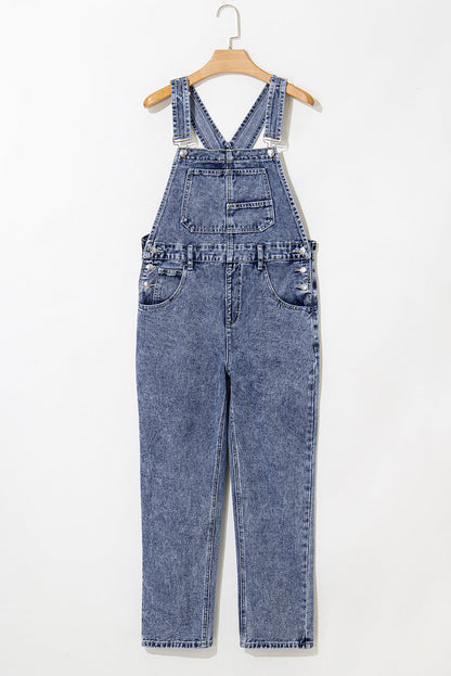Piper Denim Straight Leg Jumpsuit with Pockets - Aaria Tees
