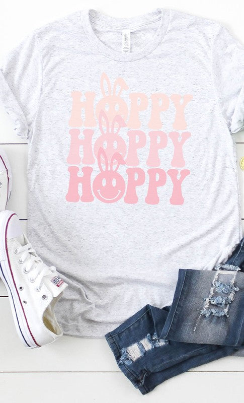 Happy Easter Smiley PLUS SIZE Graphic Tee - Aaria Tees