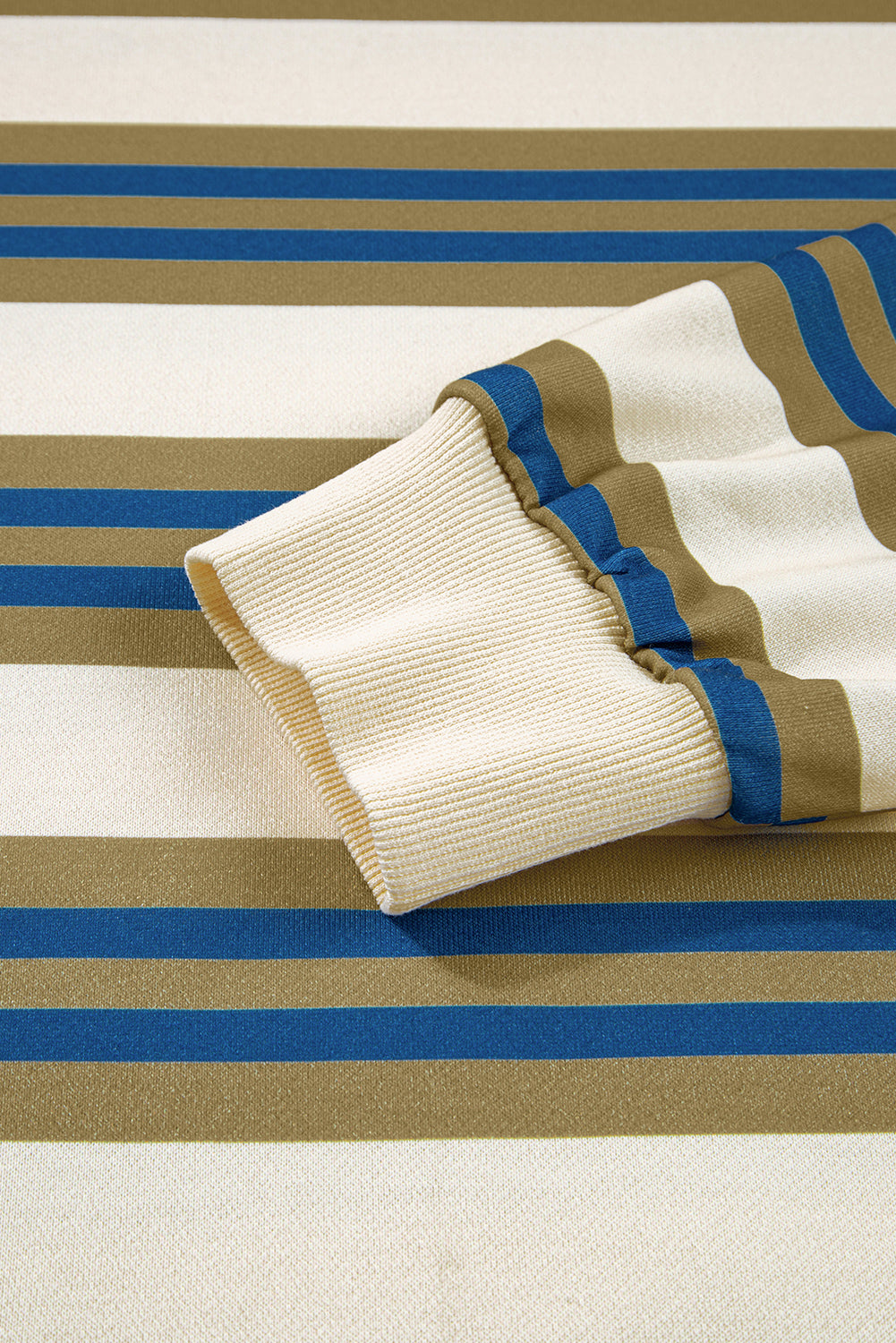 Brown Stripe Crew Neck Drop Shoulder Pullover Sweatshirt