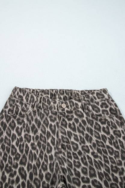 Leopard Denim Straight Leg Jeans