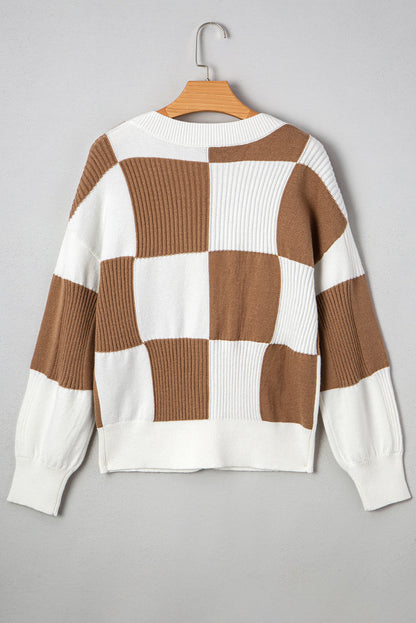 Julia Checkered Button Sweater Cardigan