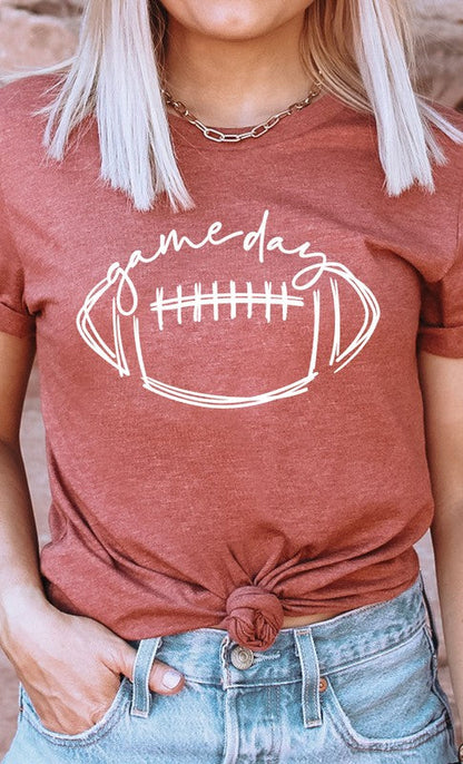 Cursive Football Game Day Graphic Tee T-Shirt PLUS
