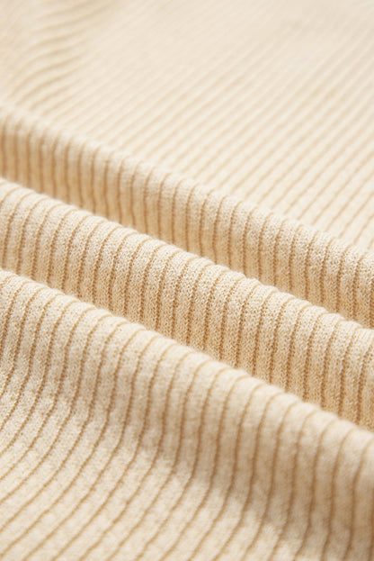 Leopard Patchwork Sleeve Ribbed Knit Scoop Neck Top