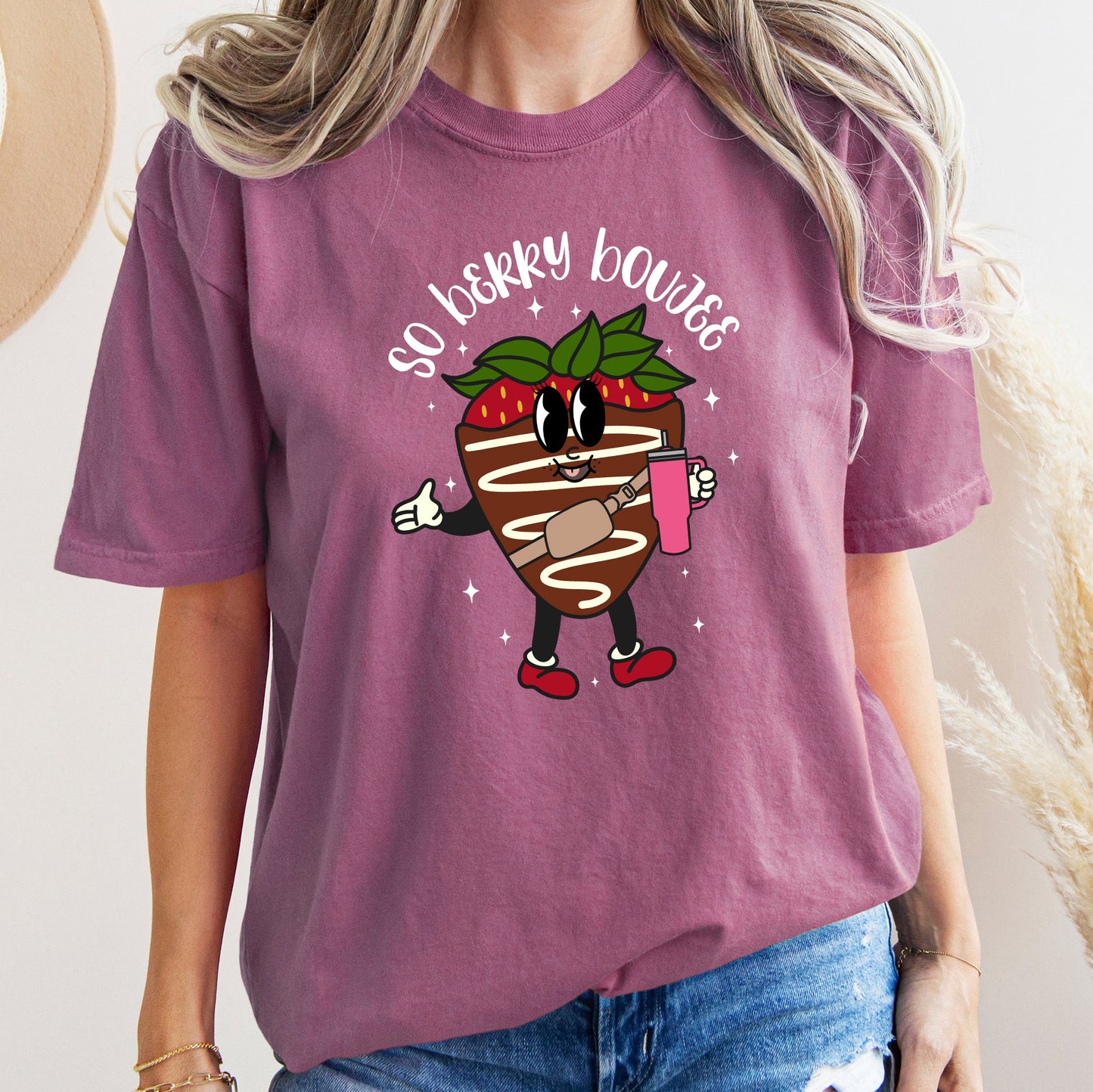 So Berry Boujee, Chocolate Strawberry, Bougie, Comfort Colors Tshirt, Valentine's Day