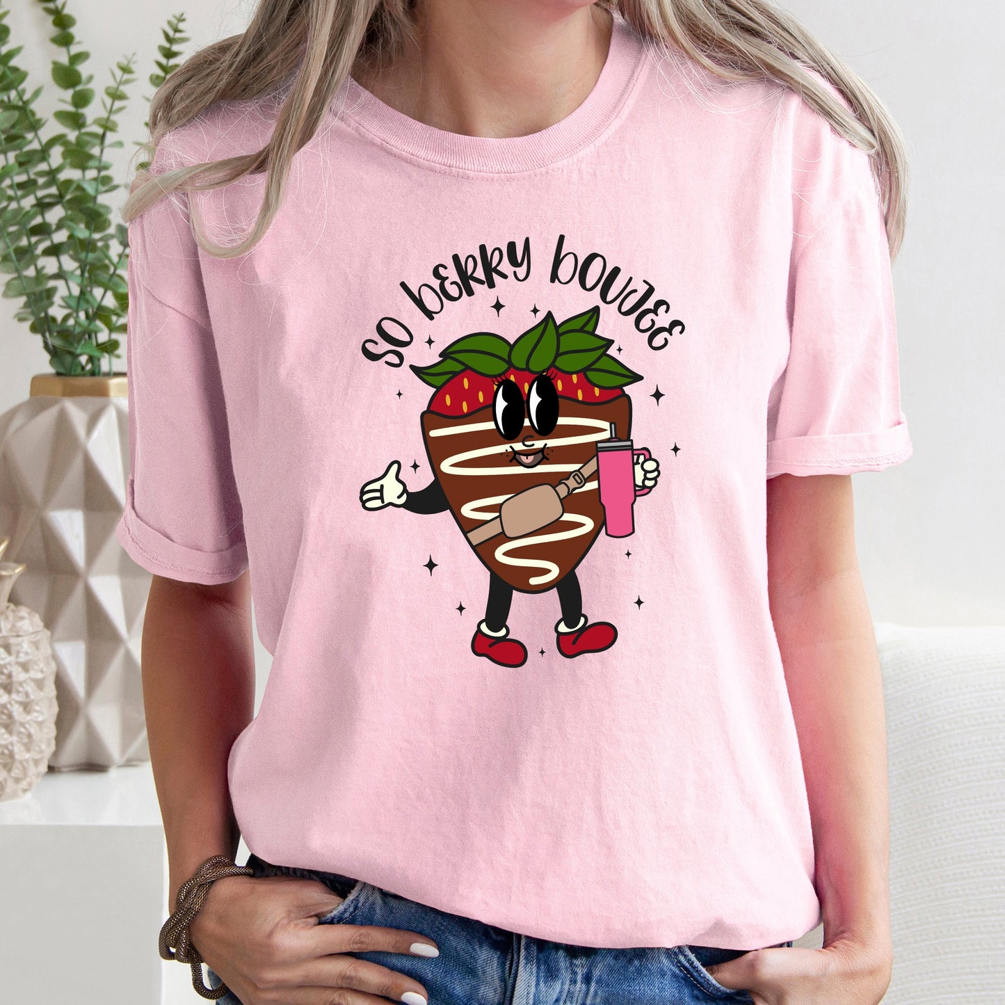 So Berry Boujee, Chocolate Strawberry, Bougie, Comfort Colors Tshirt, Valentine's Day