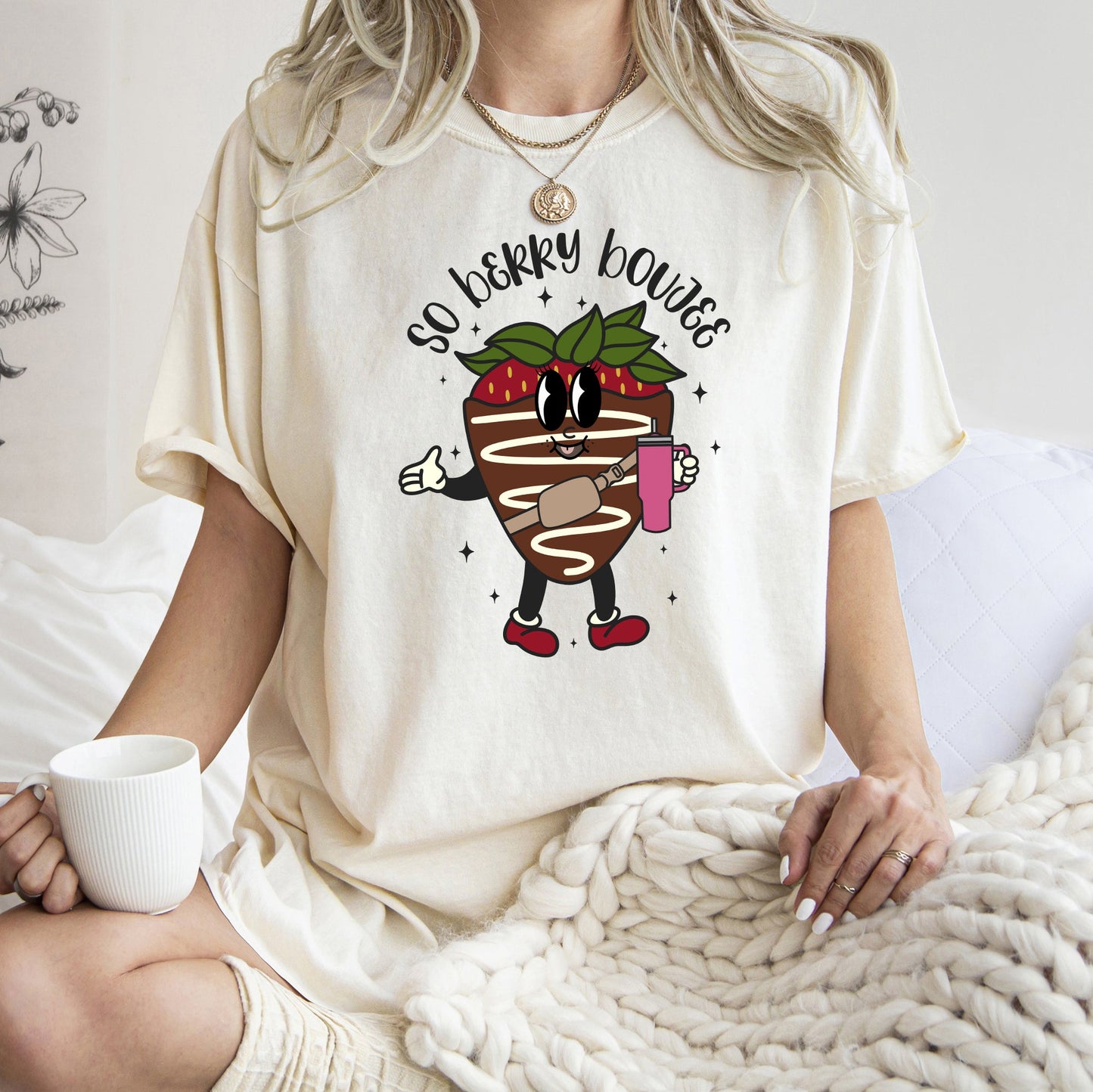 So Berry Boujee, Chocolate Strawberry, Bougie, Comfort Colors Tshirt, Valentine's Day
