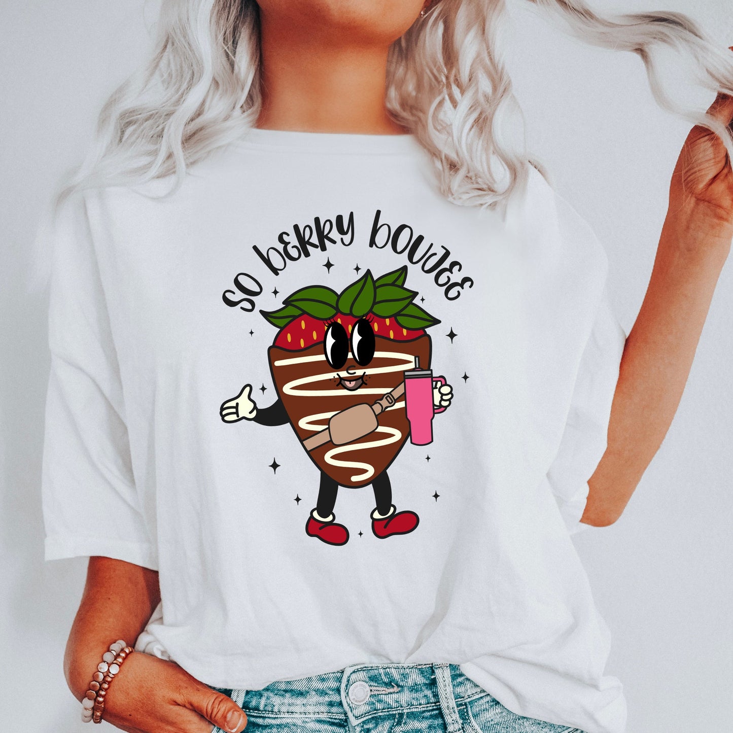 So Berry Boujee, Chocolate Strawberry, Bougie, Comfort Colors Tshirt, Valentine's Day