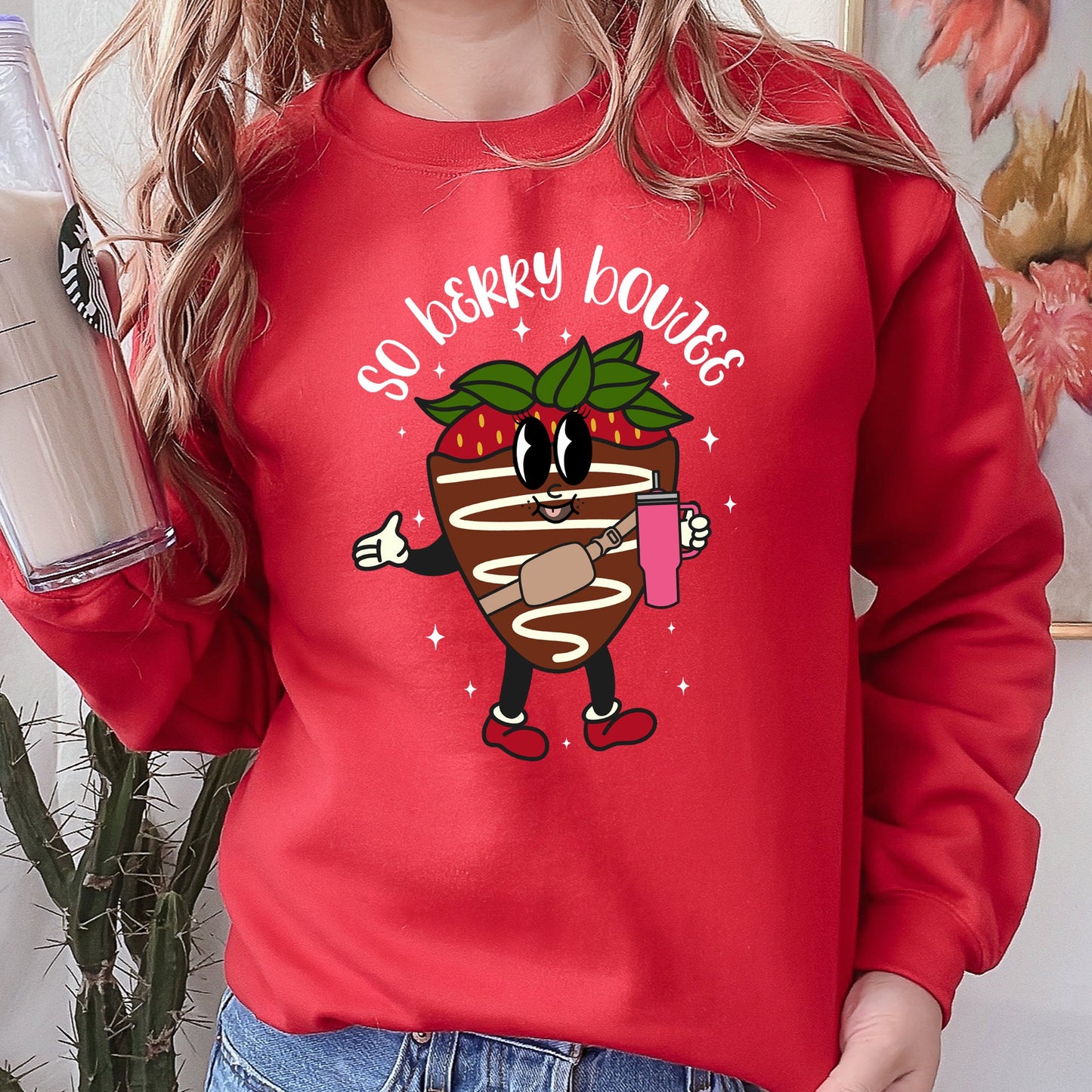 So Berry Boujee, Chocolate Strawberry, Bougie, Sweatshirt, Valentine's Day