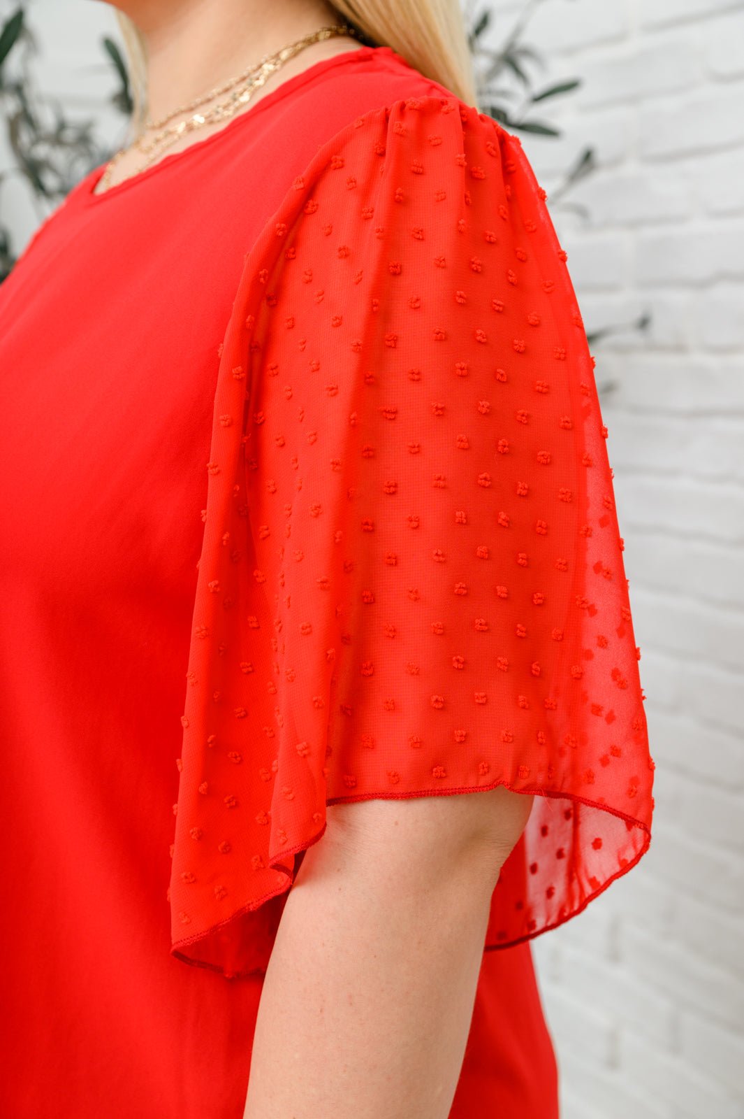 Best Of My Love Short Sleeve Blouse In Red (Online Exclusive)