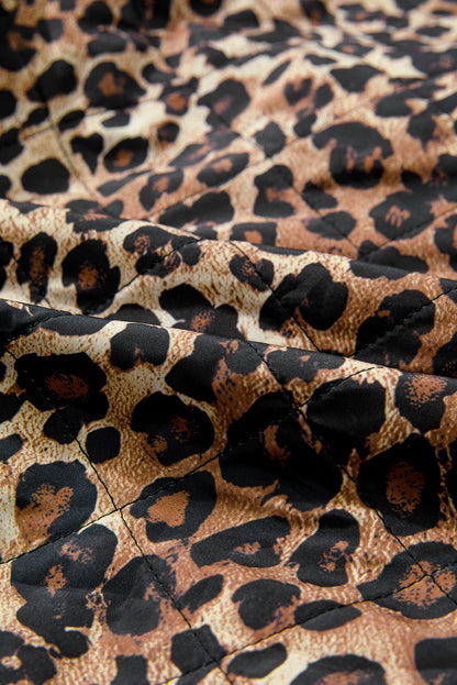 Leopard Quilted Tie Front Jacket