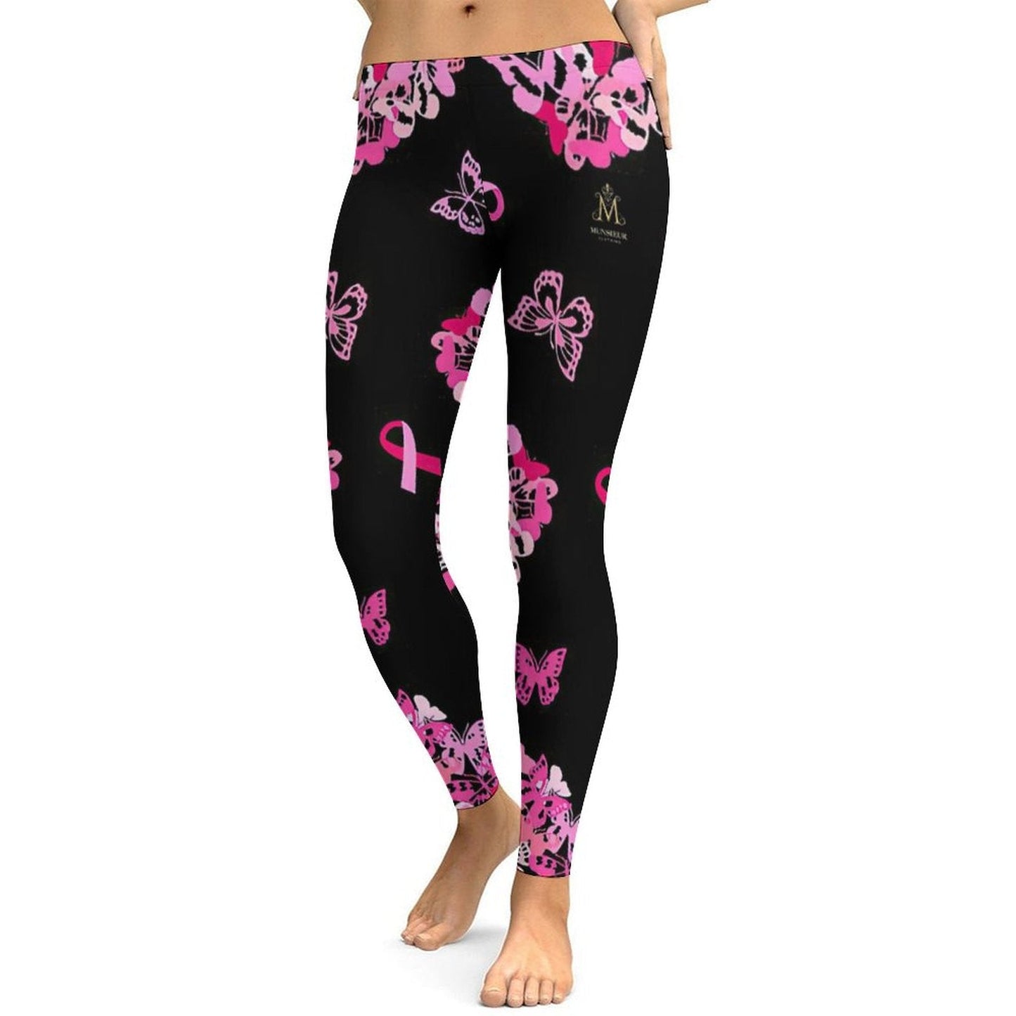 Munsieur Sculpting Leggings for Women - Pink Butterfly