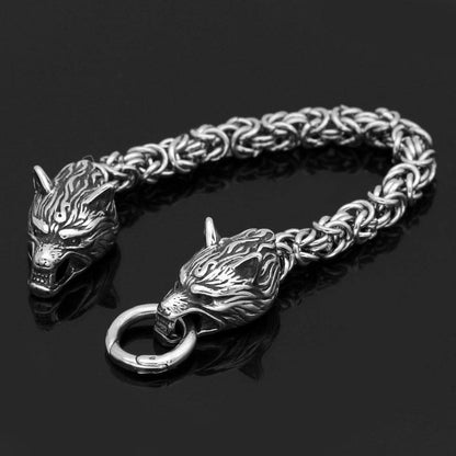 Vikings Wolf Head King's Chain Stainless Steel Bracelet