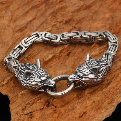 Vikings Wolf Head King's Chain Stainless Steel Bracelet