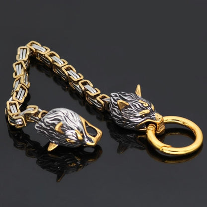Vikings Wolf Head Stainless Steel Bracelet