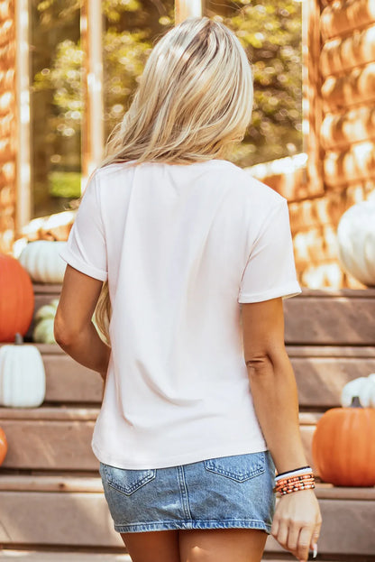 Pumpkin Round Neck Short Sleeve T-Shirt - Aaria Tees