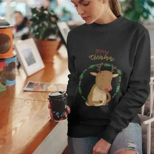 Reindeer Christmas Sweatshirt - Cozy Holiday Sweater | Femstylo