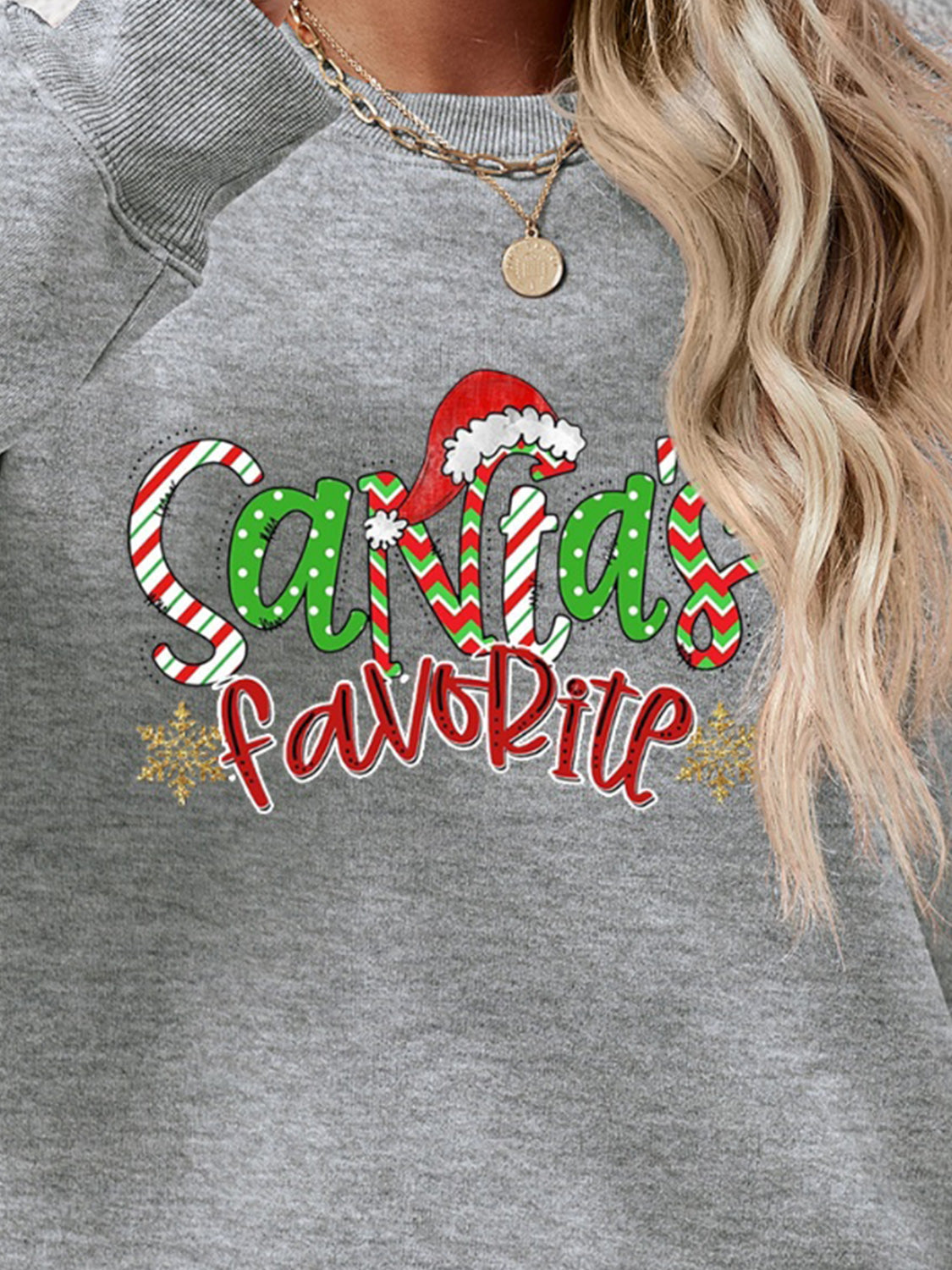 Letter Graphic Round Neck Long Sleeve Sweatshirt - Aaria Tees Aaria Tees