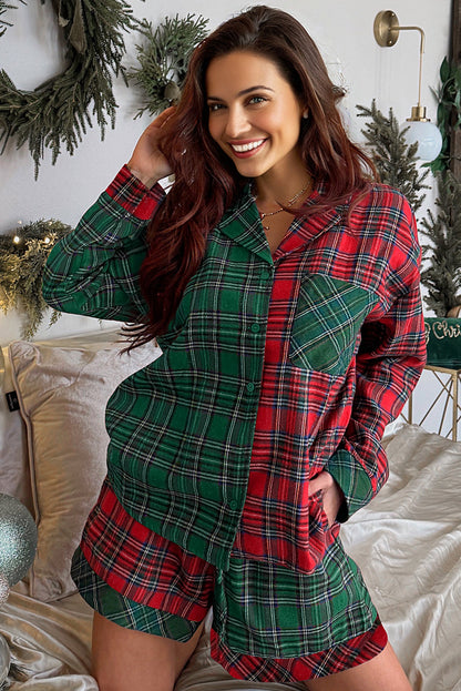 Christmas Plaid Patchwork Pajama Set