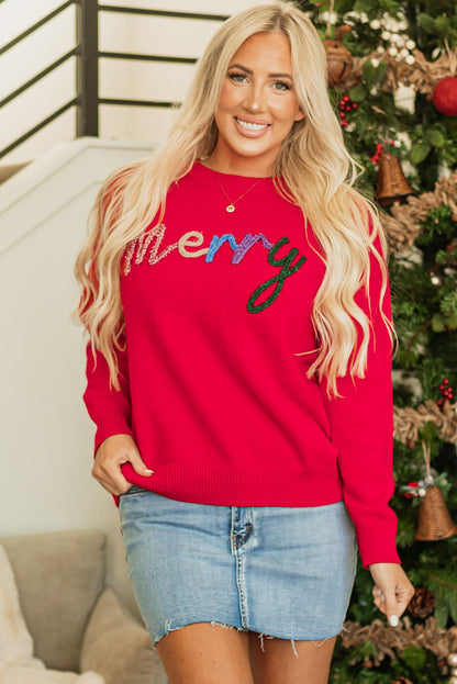 Christmas Merry Tinsel Drop Shoulder Sweater