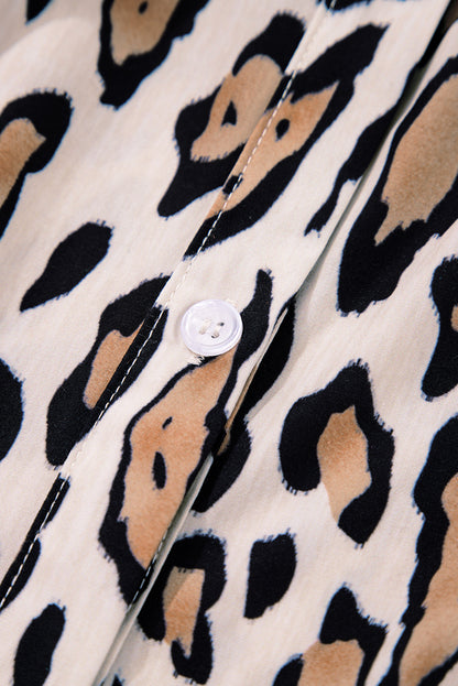 Jet Stream Oversized Leopard Print Balloon Sleeve Casual Shirt - Aaria Tees