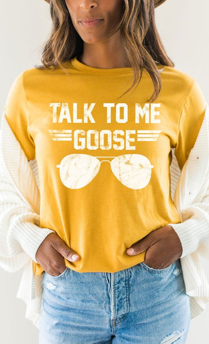 Talk to Me Goose White Ink Graphic Tee - Aaria Tees
