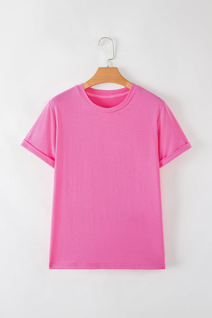 Solid Short Sleeve Crew Neck Tee