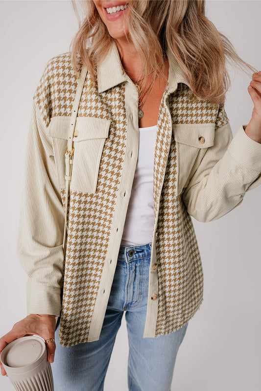 Nataly Corduroy Patchwork Flap Pocket Shacket - Aaria Tees Aaria Tees