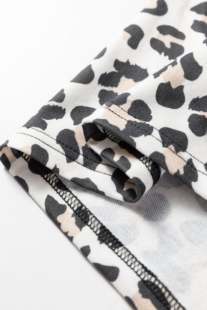 Black Color Block Leopard Patchwork Long Sleeve Casual Top