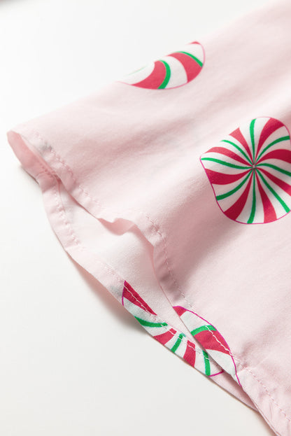 Christmas Bow Top and Ruffle Shorts Pajama Set