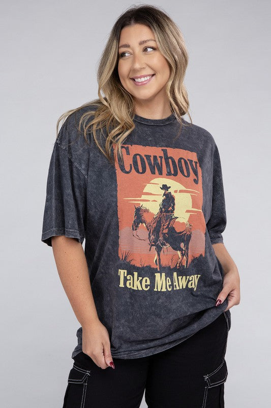 Plus Cowboy Take Me Away Graphic Top - Aaria Tees