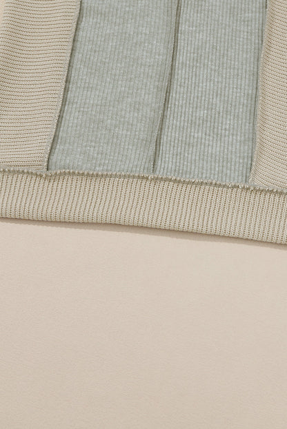 Skylar Long Sleeve Textured Knit Patchwork Hoodie - Aaria Tees