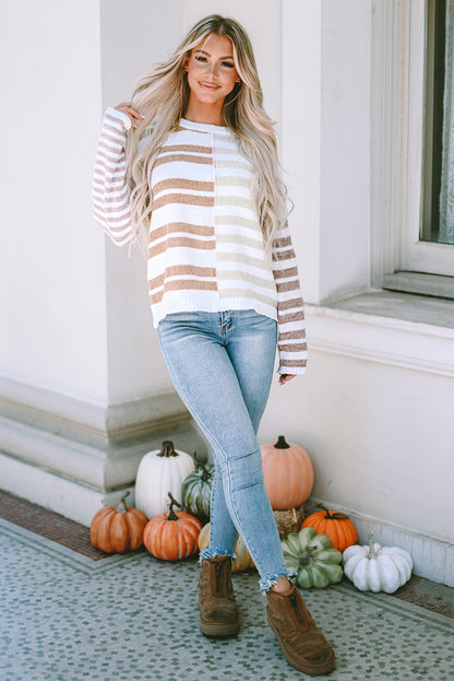 Magnolia Stripe Slouchy Sweater - Aaria Tees