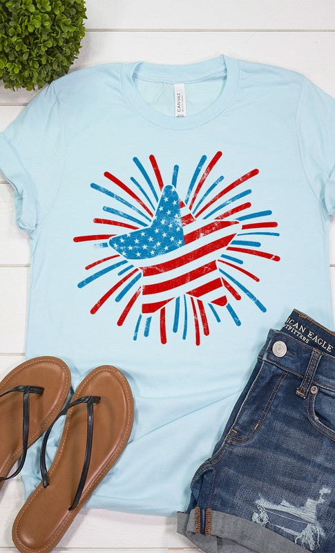 Retro Patriotic Star Graphic Tee - Aaria Tees