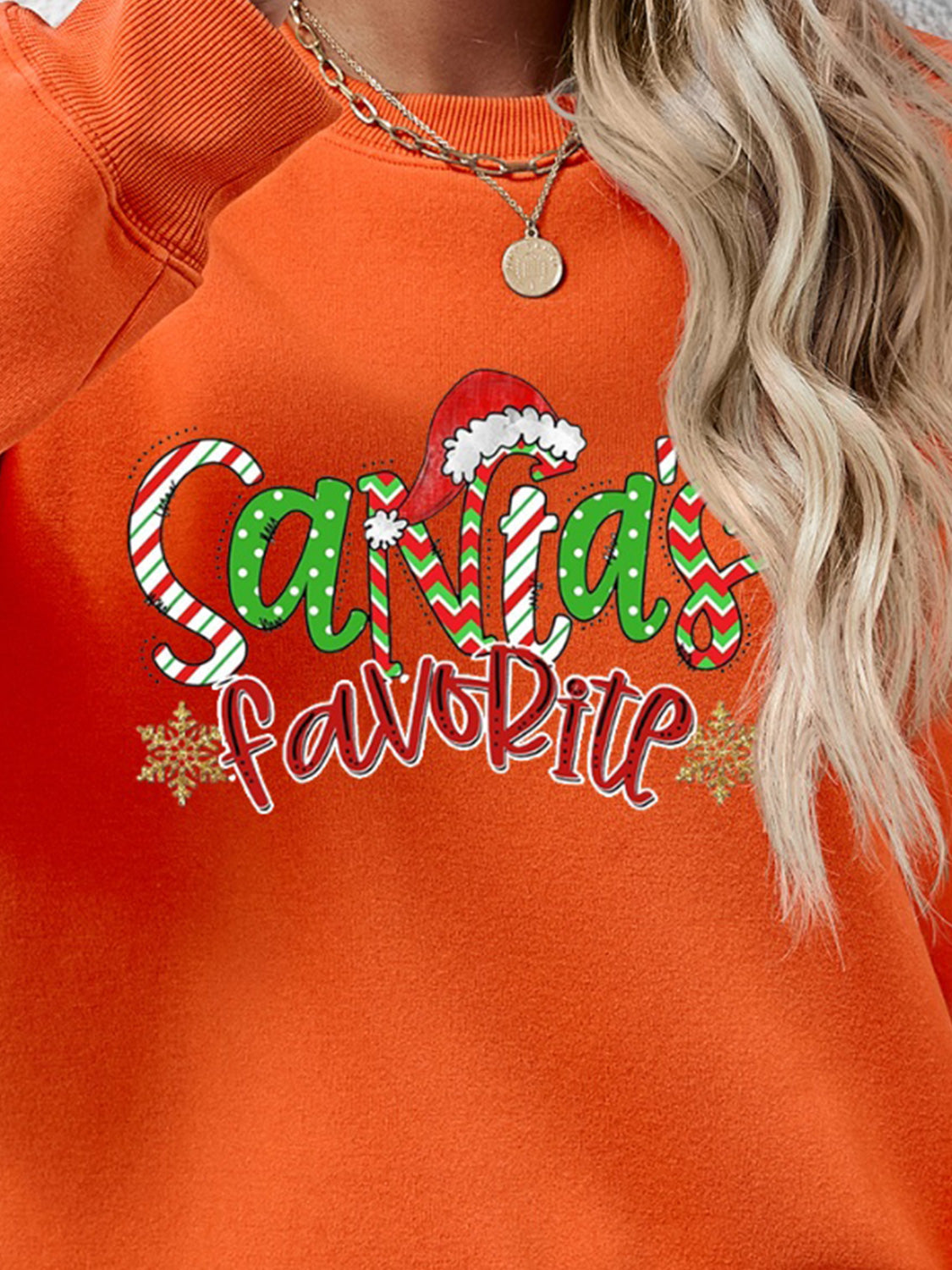 Letter Graphic Round Neck Long Sleeve Sweatshirt - Aaria Tees