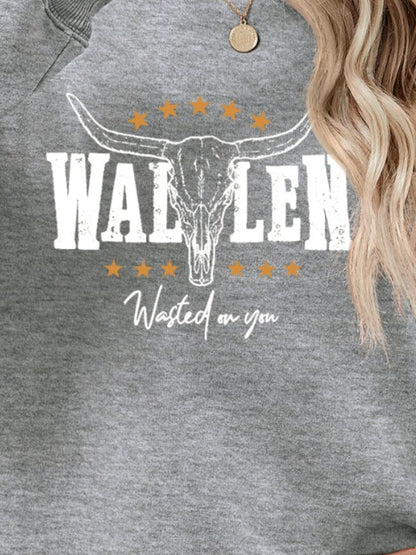 Graphic Round Neck Dropped Shoulder Sweatshirt - Aaria Tees