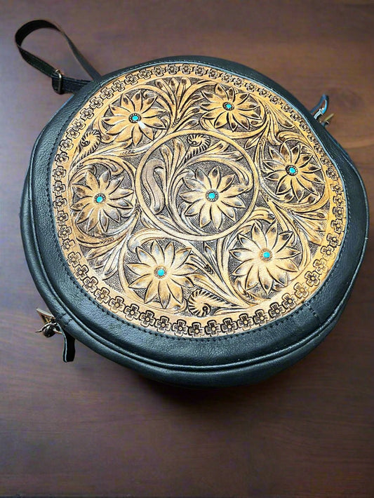 Canteen Bag - Green Leather & Hair on Hide