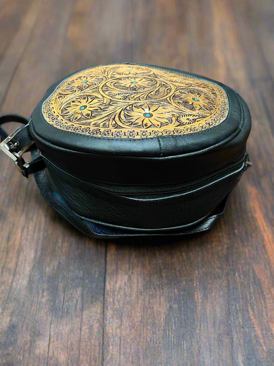 Canteen Bag - Green Leather & Hair on Hide