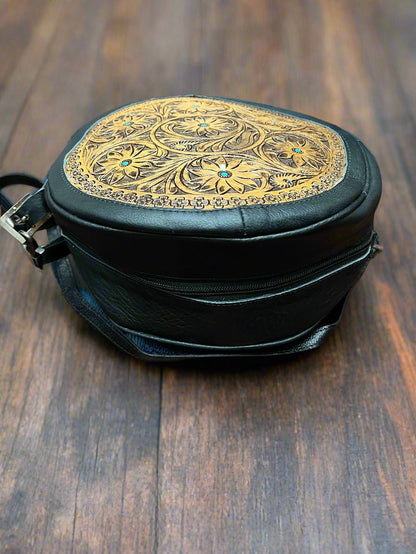 Canteen Bag - Green Leather & Hair on Hide