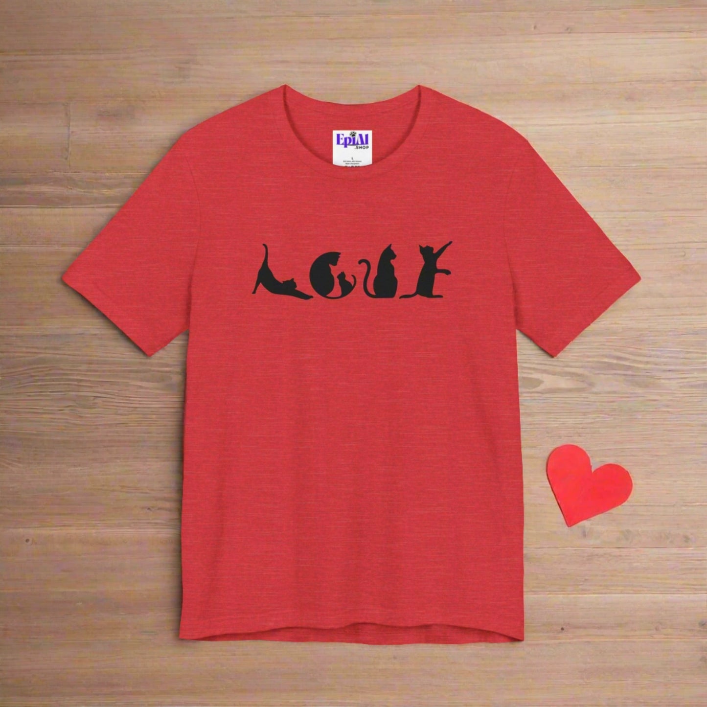 Cat Shaped Love Unisex Jersey Short Sleeve Tee
