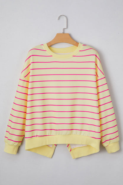 Stripe Overlap Drop Shoulder Pullover Sweatshirt
