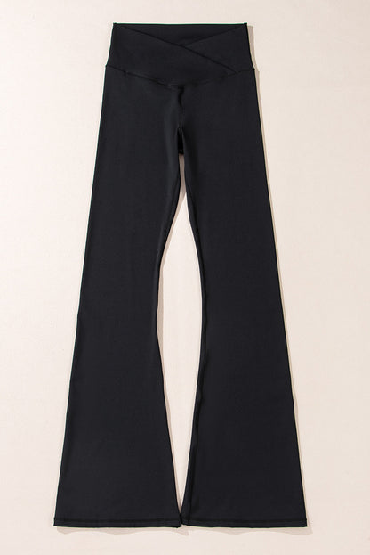 Solid V-Shape High Waist Flared Leggings