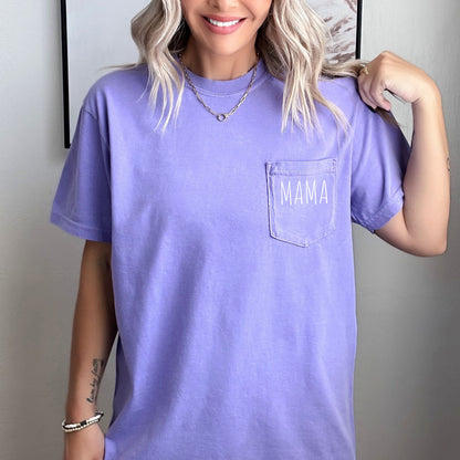 Mama Comfort Colors Pocket T Shirt (Cute)