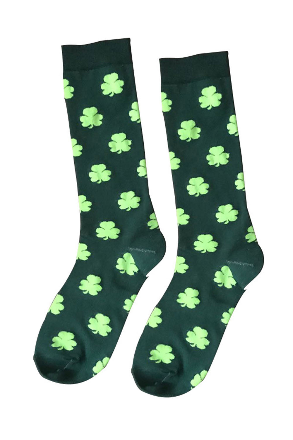 Dark Green St Patricks Clover Print Tube Socks - Aaria Tees