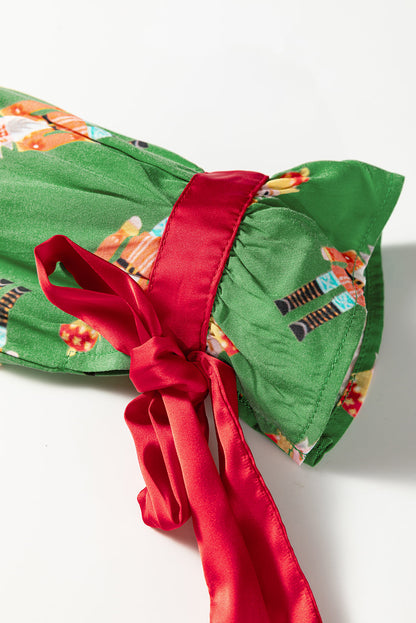 Christmas Bow Top and Ruffle Shorts Pajama Set