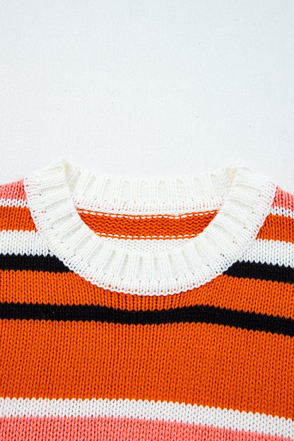 Stripe Drop Shoulder Cropped Pullover Sweater