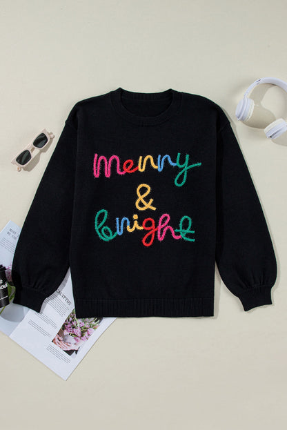 Christmas Merry & Bright Tinsel Long Sleeve Sweater