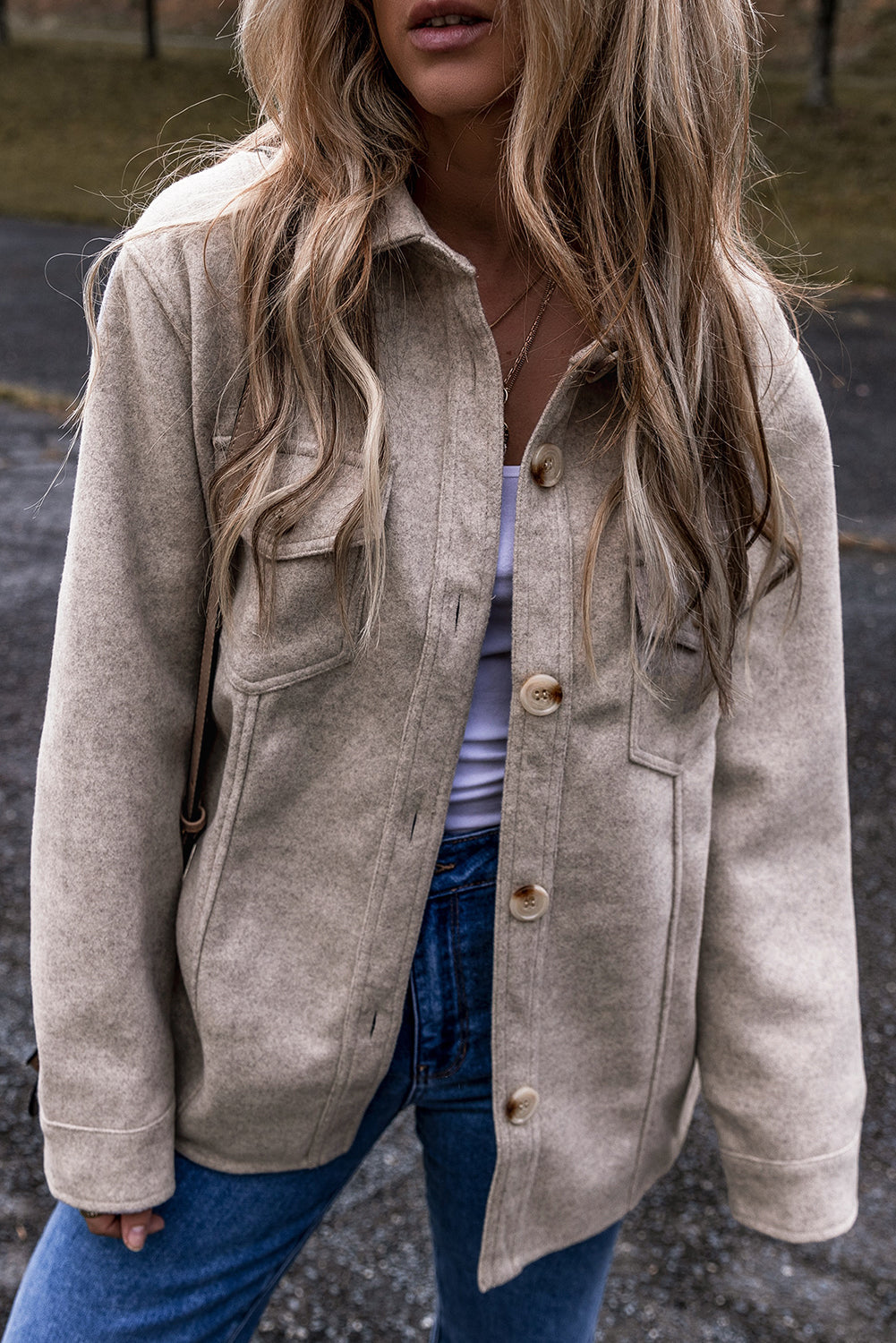 Sadie Flap Pockets Buttoned Shacket - Aaria Tees