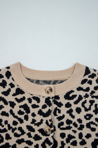 Orange Leopard Drop Shoulder Knitted Cardigan